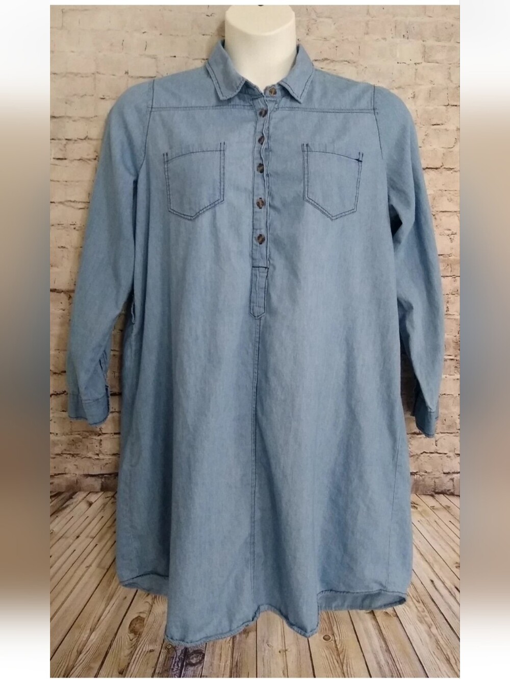 Justify Denim Shirt Dress 1X 100% Cotton